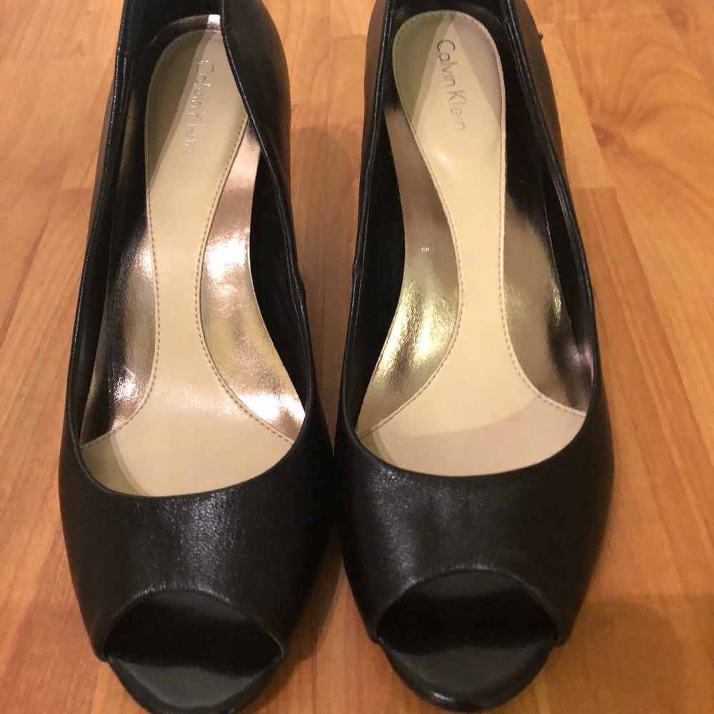 Black Calvin Klein Peep-Toe Heels